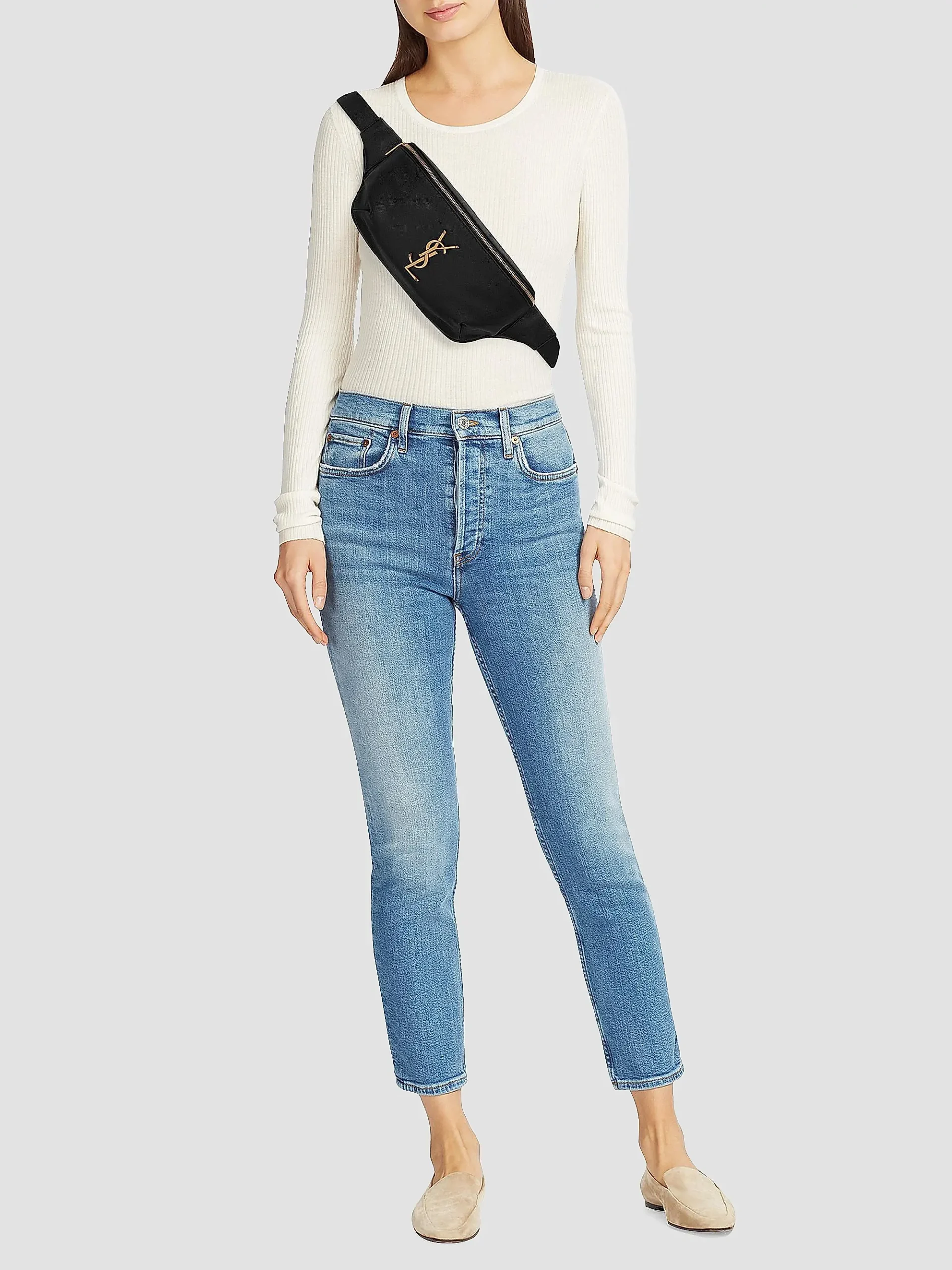 Saint Laurent Cassandre Classic Belt Bag In Grain De Poudre Embossed Leather - Image 2