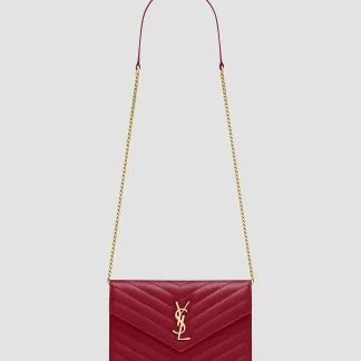 Saint Laurent  Cassandre Envelope Chain Wallet in Lambskin Leather