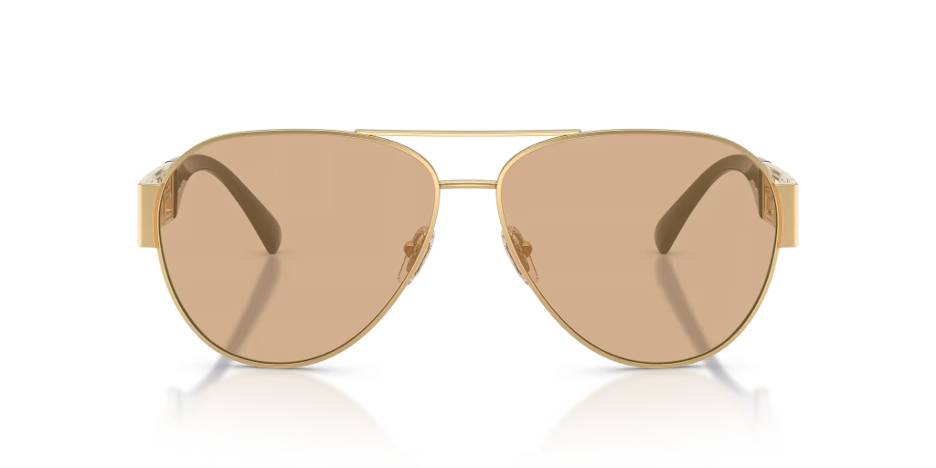 VERSACE GOLD LIGHT BWN MIRROR SUNGLASSES