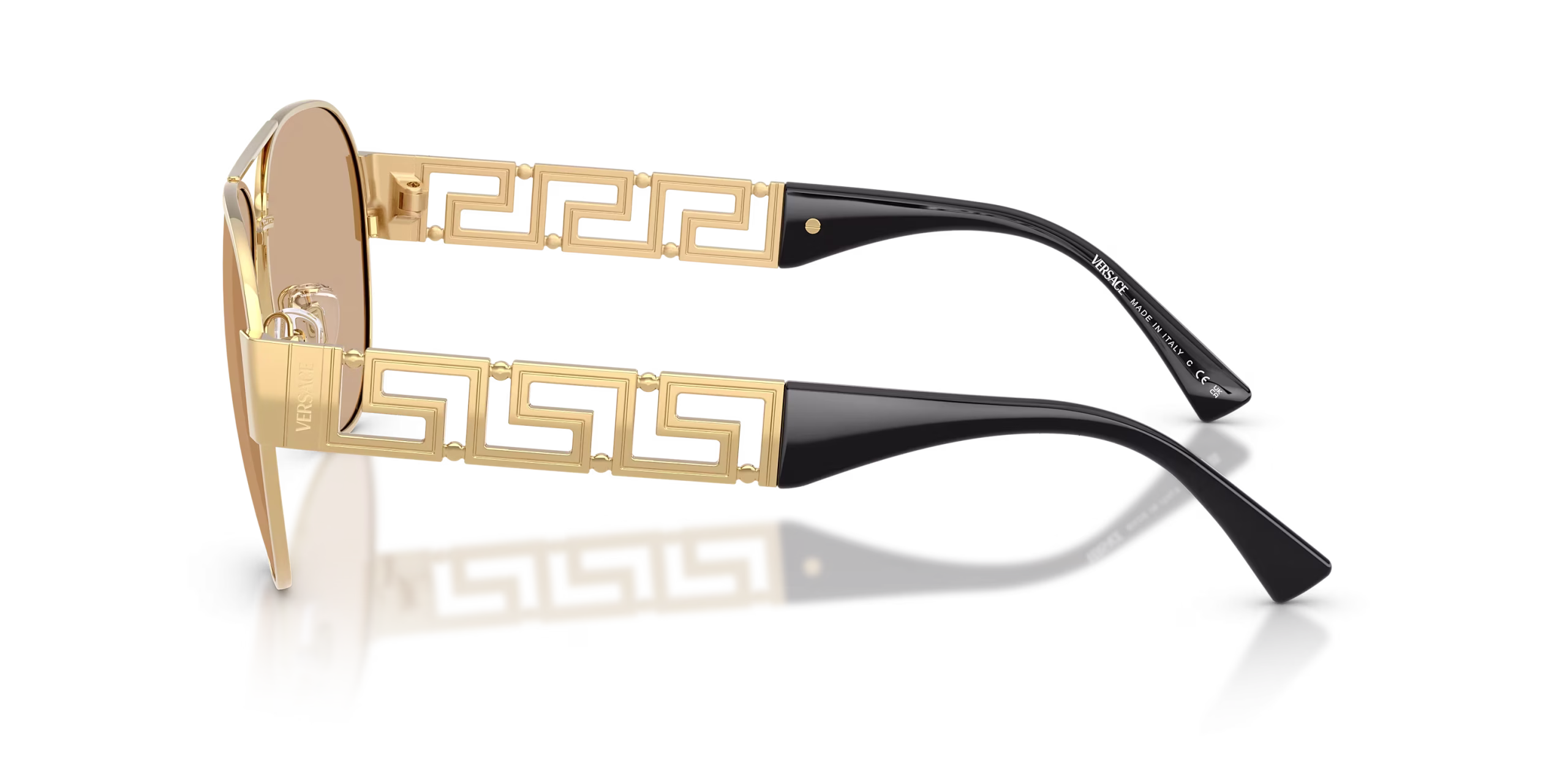 VERSACE GOLD LIGHT BWN MIRROR SUNGLASSES - Image 2
