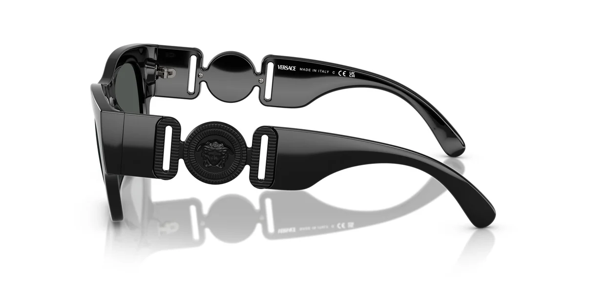 Gafas de Sol Versace Negras con Lentes Gris Oscuro - Image 3