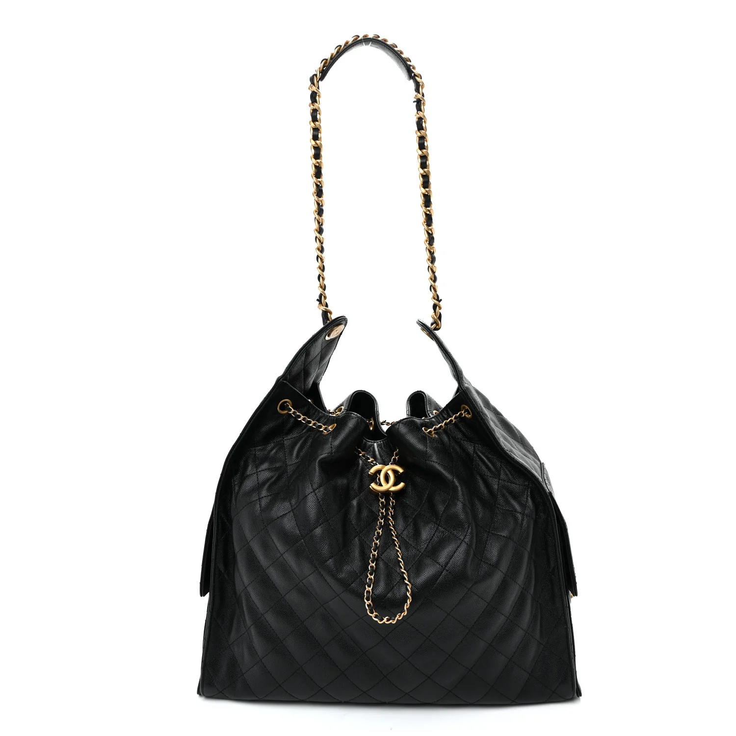 CHANEL Chanel 25 Large Handbag Grained Calfskin And Gold Tone Metal