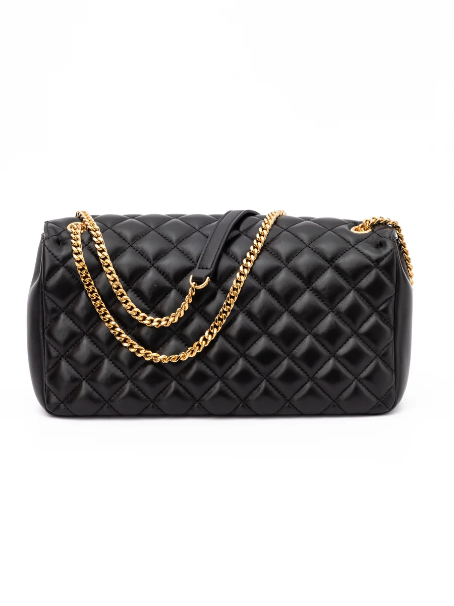 Bolsa de Hombro Versace de Piel de Cordero Acolchada Negra - Image 2