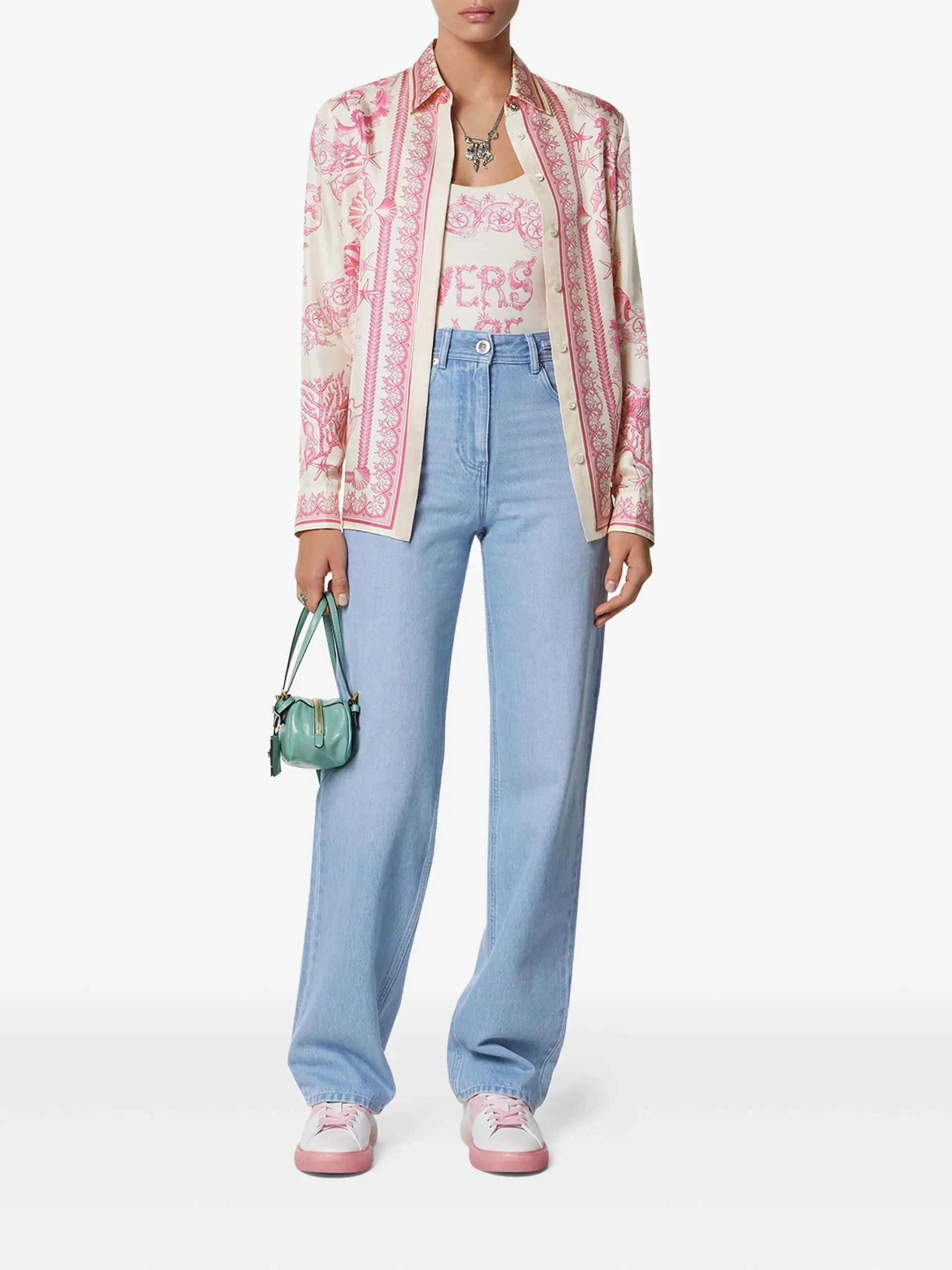 VERSACE PINK & WHITE SHIRT SIZE S - Image 4