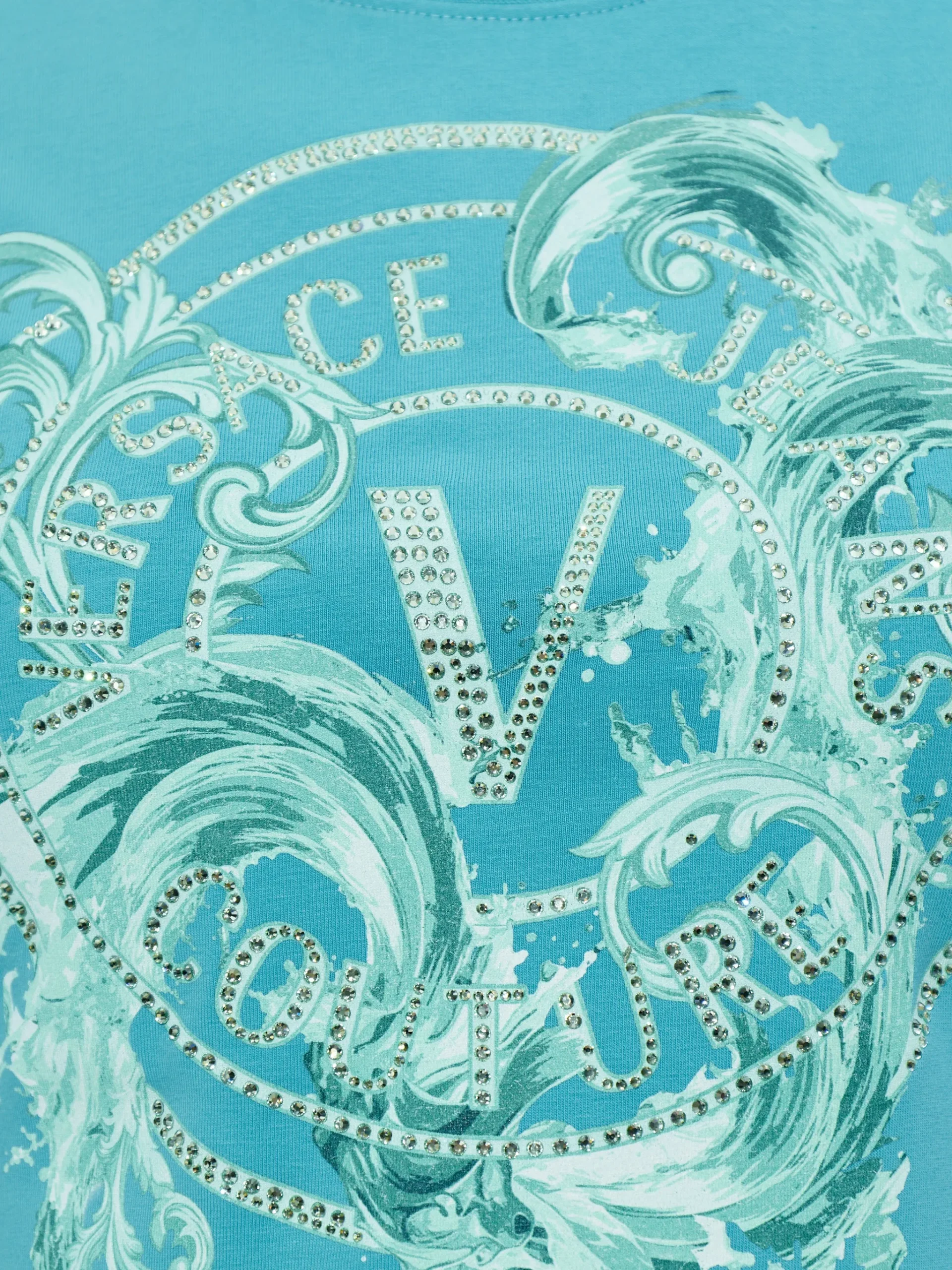 VERSACE TEAL SHORTSLEEVE DRESS SIZE 4 - Image 5