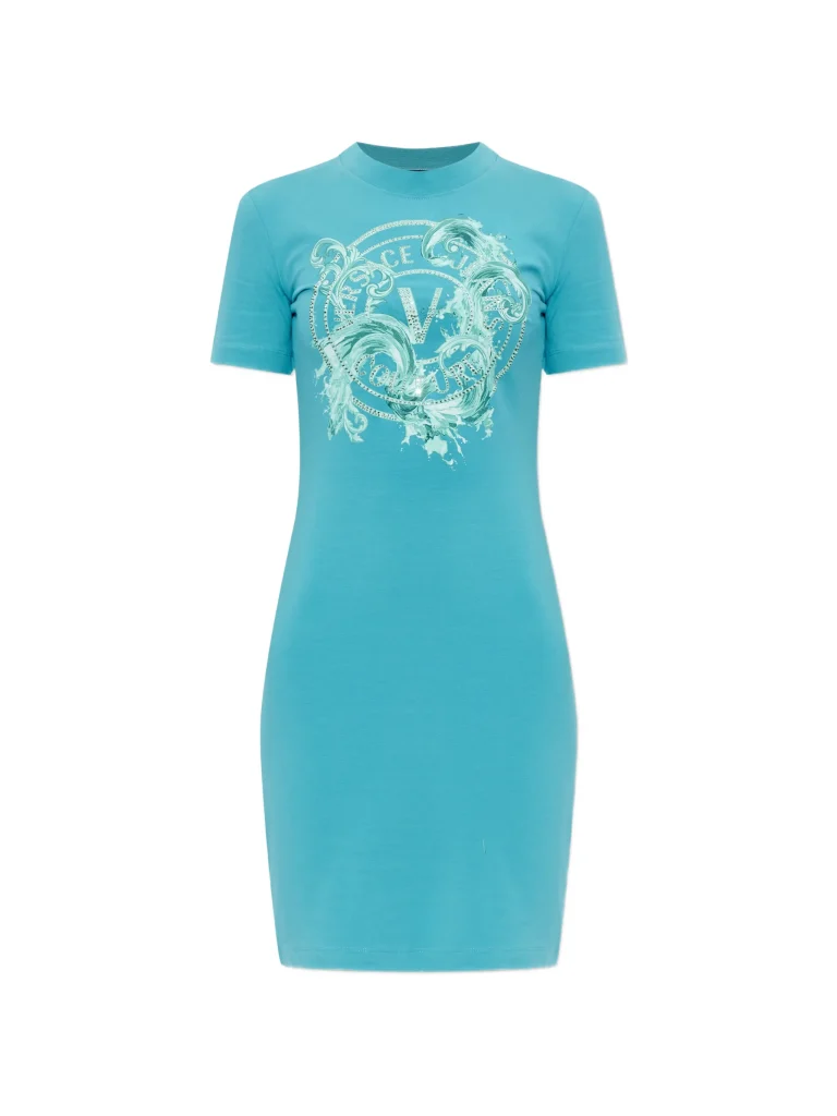 VERSACE TEAL SHORTSLEEVE DRESS SIZE 4