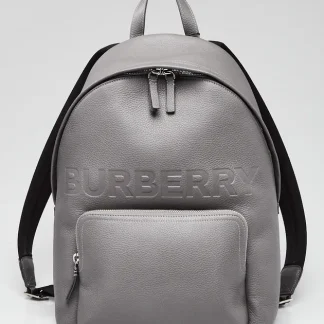 Burberry Grey Leather Embossed Abbeydale Backpack Bag