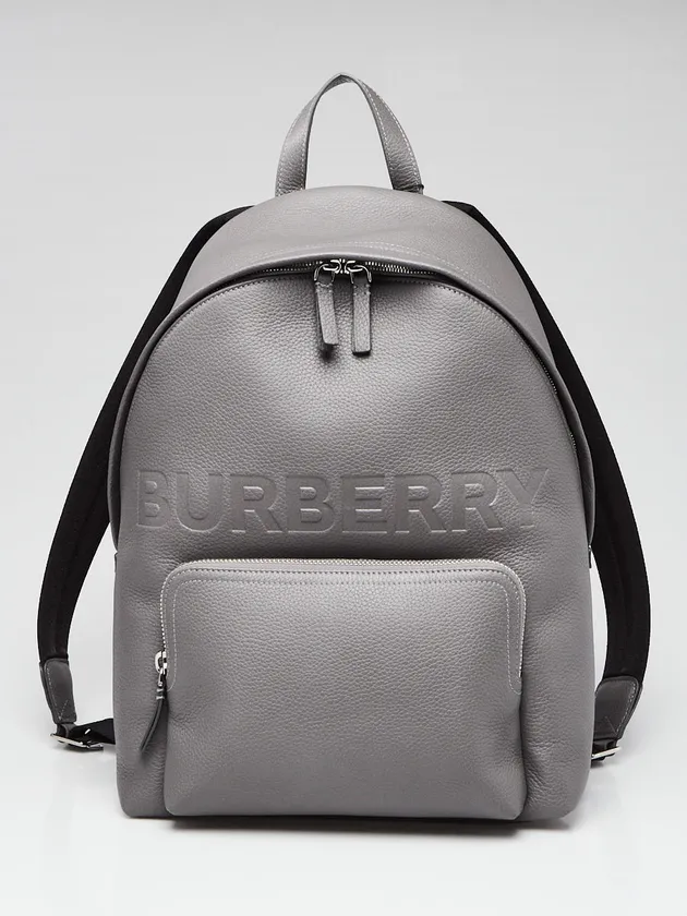 Burberry Grey Leather Embossed Abbeydale Backpack Bag
