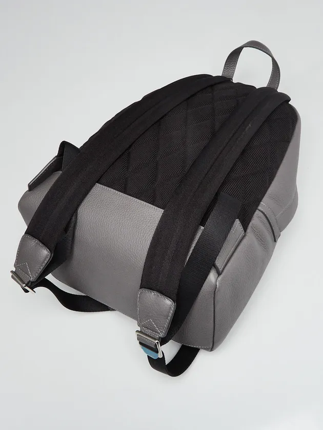 Burberry Grey Leather Embossed Abbeydale Backpack Bag - Image 6