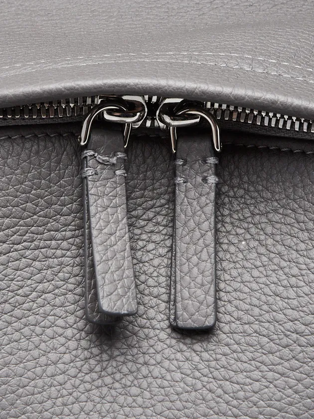 Burberry Grey Leather Embossed Abbeydale Backpack Bag - Image 3