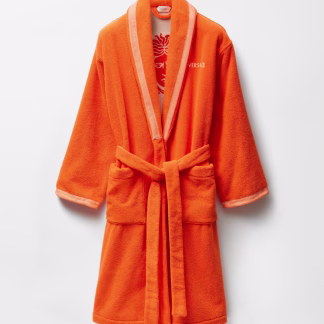 VERSACE ORANGE ROBE SIZE M Cotton-Terry Jacquard Bathrobe