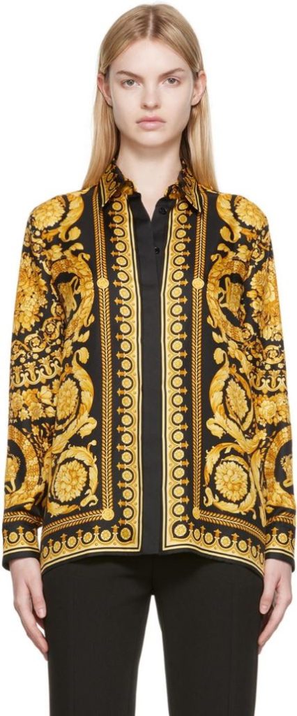 Camisa Versace Negra con Dorado – Talla XS