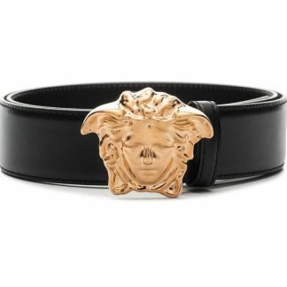 Cinturón Versace Negro con Hebilla Dorada – Talla 90/36