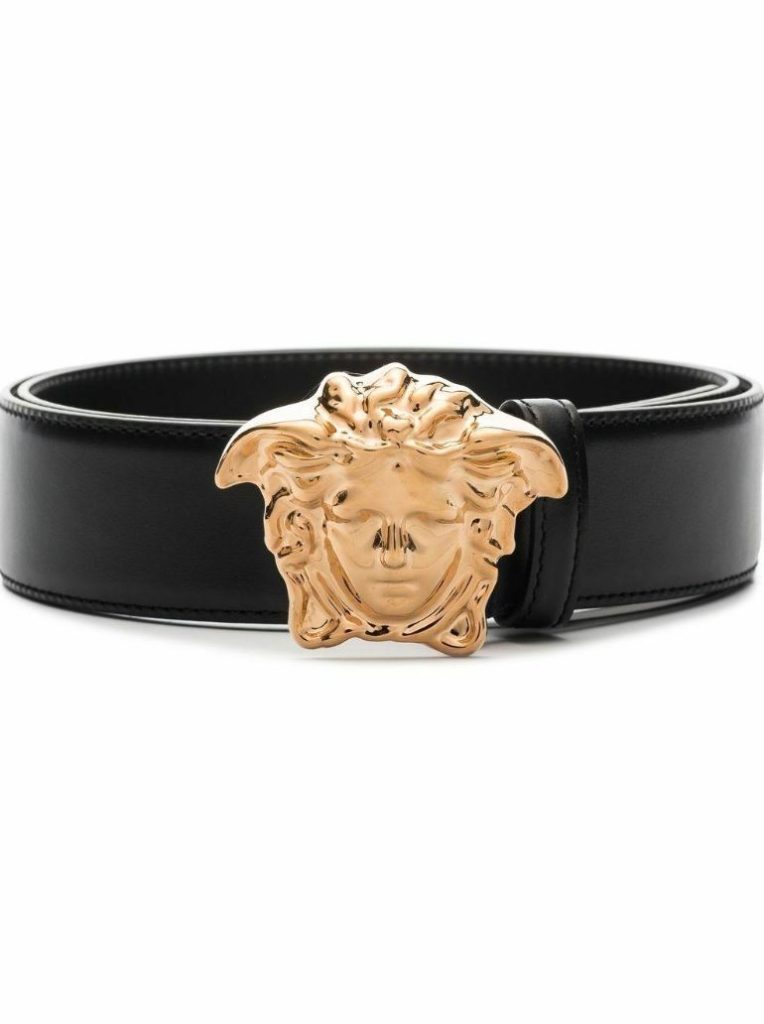 Cinturón Versace Negro con Hebilla Dorada – Talla 90/36