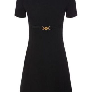 Vestido Versace Negro de Manga Corta para Mujer – Talla 0
