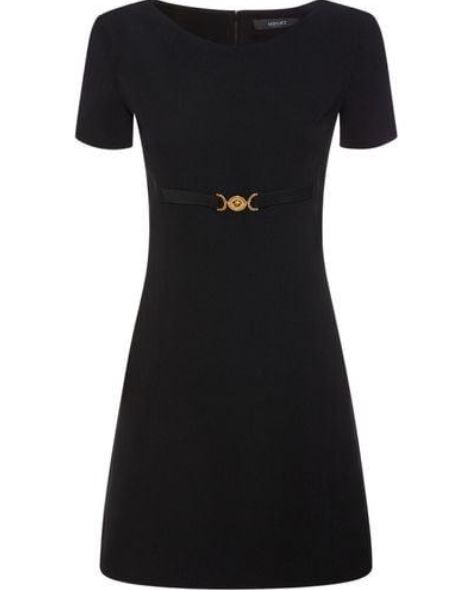 Vestido Versace Negro de Manga Corta para Mujer – Talla 0