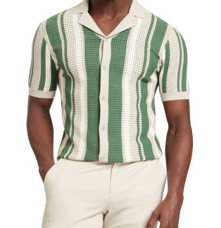 Camisa Tejida TRUTH Verde y Blanco para Hombre – Talla M