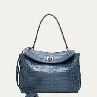 BALENCIAGA ALLIGATOR BLUE LARGE PURSE
