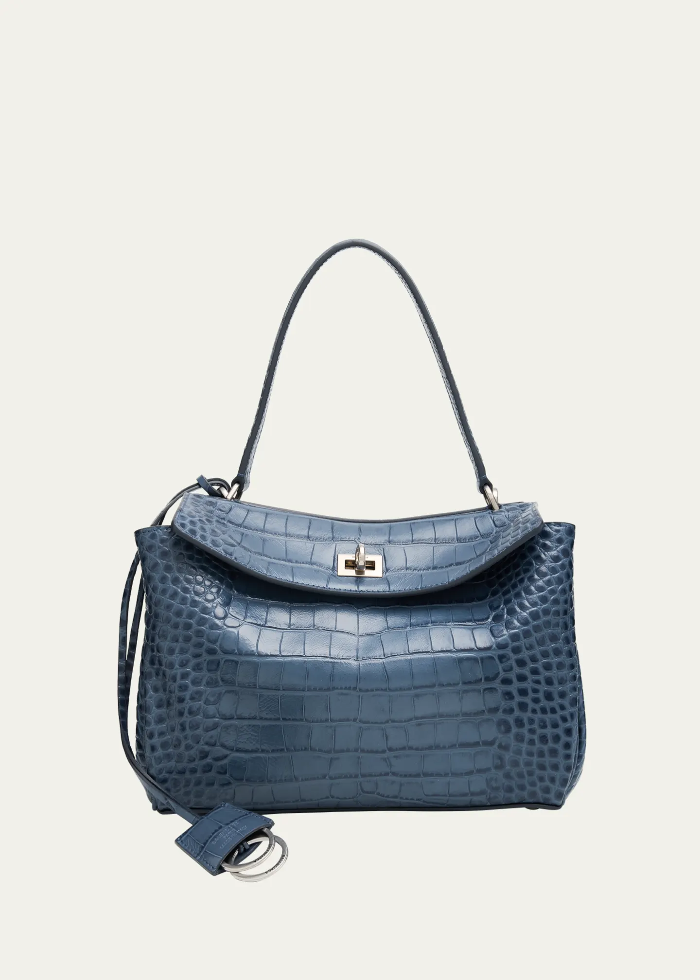 BALENCIAGA ALLIGATOR BLUE LARGE PURSE