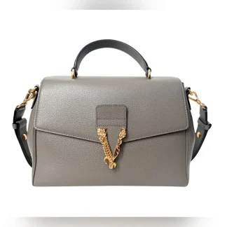 Bolsa Mediana Versace Virtus de Piel Color Gris