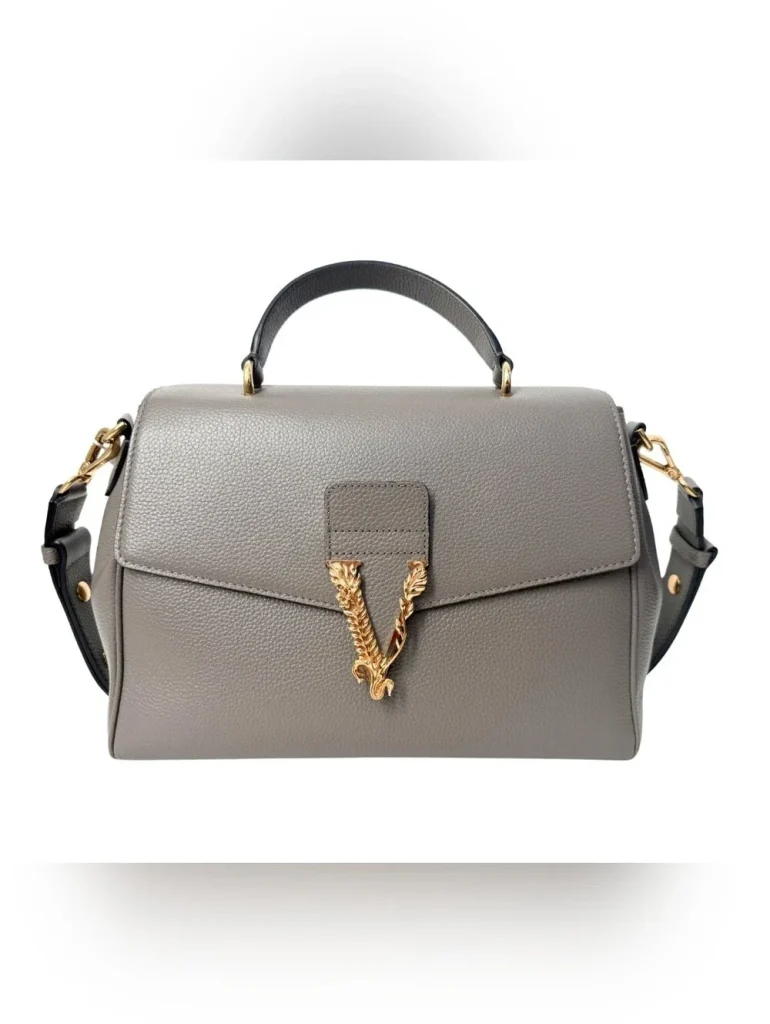 Bolsa Mediana Versace Virtus de Piel Color Gris
