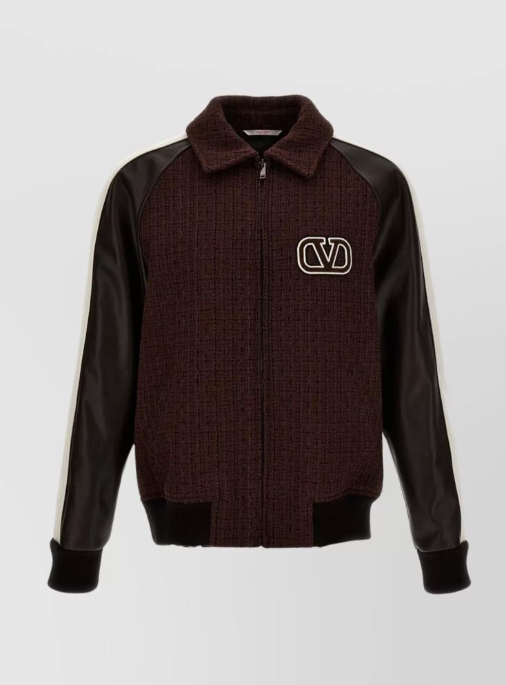 Chamarra Valentino Garavani Negro y Café para Hombre – Talla 48