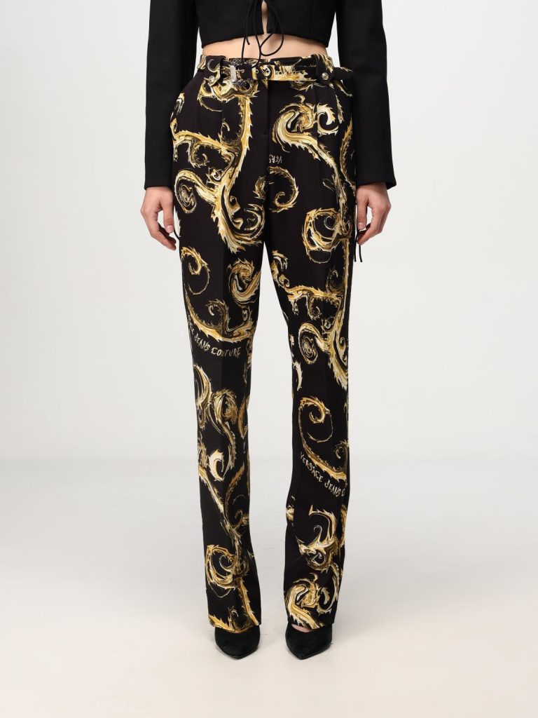 Pantalón Versace Negro con Dorado para Mujer – Talla XS